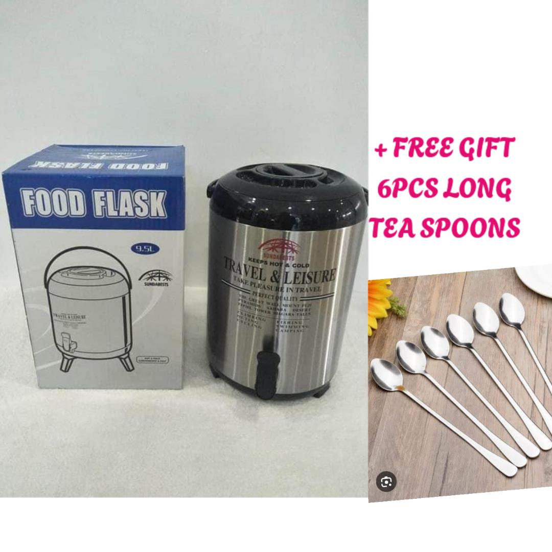 SUNDABESTS Stainless Steel Portable Water Catering Coffee/Tea Urn-9.5l
+ FREE GIFT (6PCS Long Tea Spoons)Hot & Cold Single Tap Food Flask 9.5 L Tea Urn🔥Convenient for both HOT or COLD drinks