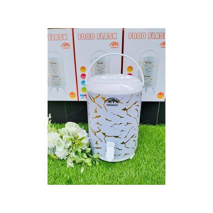 Sundabest 9.5L White Marble Print Single Tap Tea Urn – Stainless Steel Dispenser for Tea, Coffee, Events, and Office Use