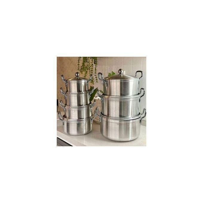 14 Pieces TC Heavy Aluminum Cooking Pot Sufuria Set ( 16/18/20/22/24/26/28cm) with FREE 2 Plastic Service Spoons and 1 Scotch