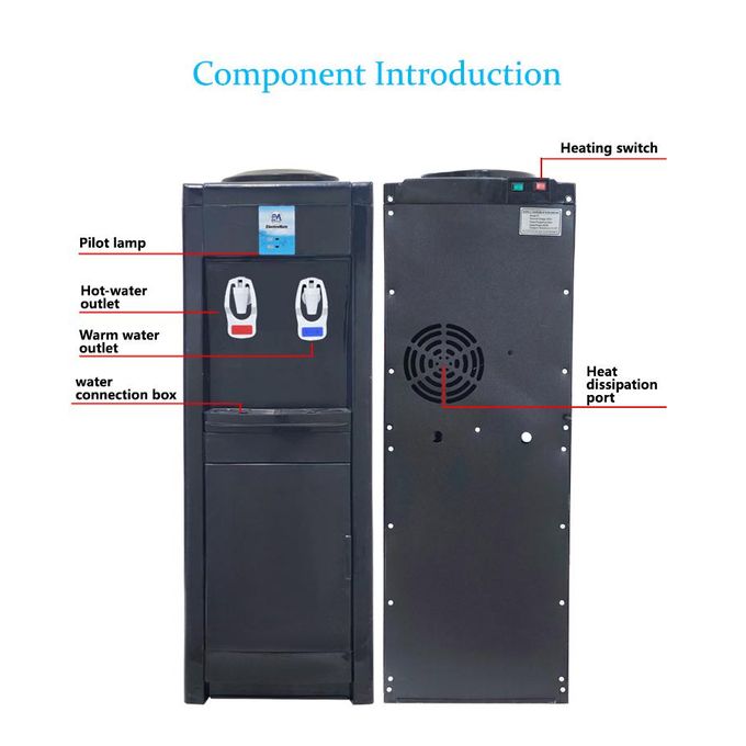 Black Electro Mate Water Dispenser with Hot and Normal Water Dispenser
