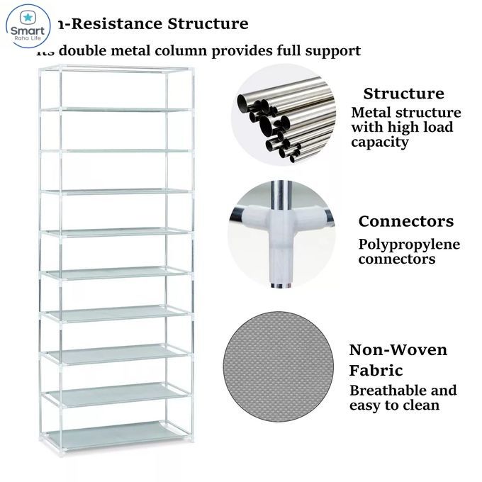 【Promotion】RahaLife 9 Layer Shoe Rack Large Capacity Assemble Shoe Shelf Free Standing Storage Organizer Cabinet for Entryway, Bedroom, Closet Space Saving Small Furniture Sturdy & Portable Design