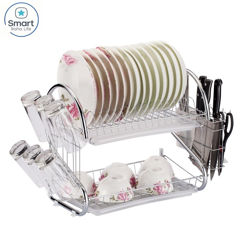【Promotion 】Smartrahalife 16 18 20 Inch Multi-Layer Dish Drain Rack | Stainless Steel Utensil & Kitchen Tools Storage Organizer | Drying Rack for Sink Counter | Space Saving & Rust-Resistant
