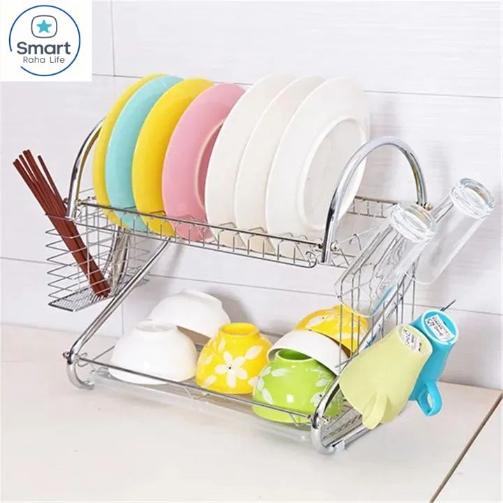 【Promotion 】Smartrahalife 16 18 20 Inch Multi-Layer Dish Drain Rack | Stainless Steel Utensil & Kitchen Tools Storage Organizer | Drying Rack for Sink Counter | Space Saving & Rust-Resistant