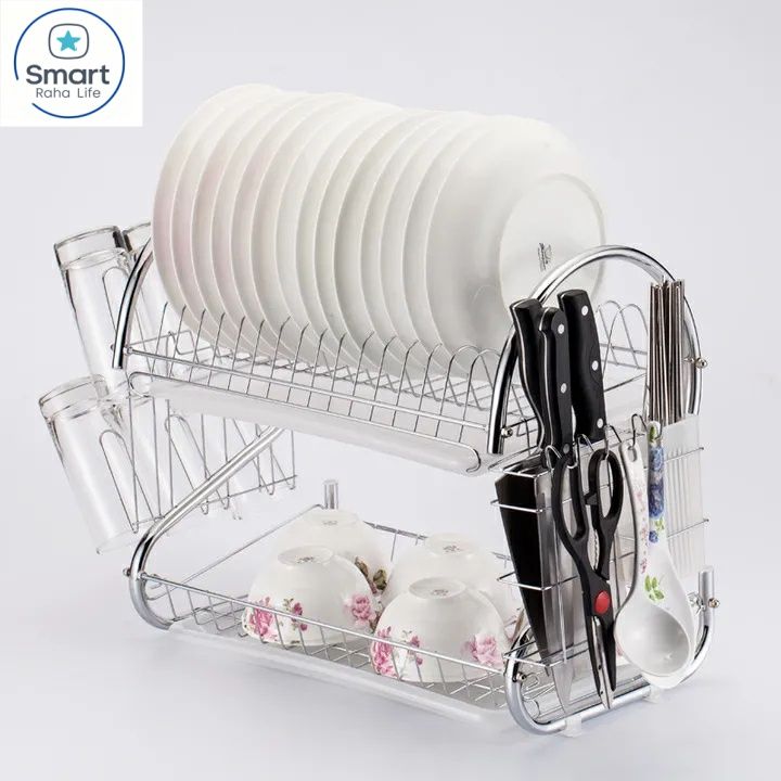 【Promotion 】Smartrahalife 16 18 20 Inch Multi-Layer Dish Drain Rack | Stainless Steel Utensil & Kitchen Tools Storage Organizer | Drying Rack for Sink Counter | Space Saving & Rust-Resistant
