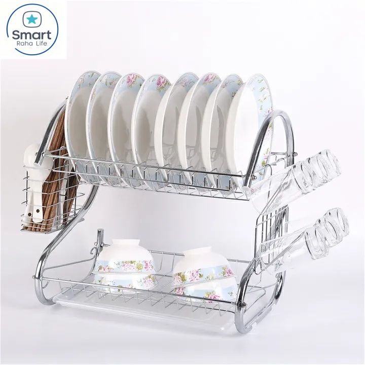 【Promotion 】Smartrahalife 16 18 20 Inch Multi-Layer Dish Drain Rack | Stainless Steel Utensil & Kitchen Tools Storage Organizer | Drying Rack for Sink Counter | Space Saving & Rust-Resistant