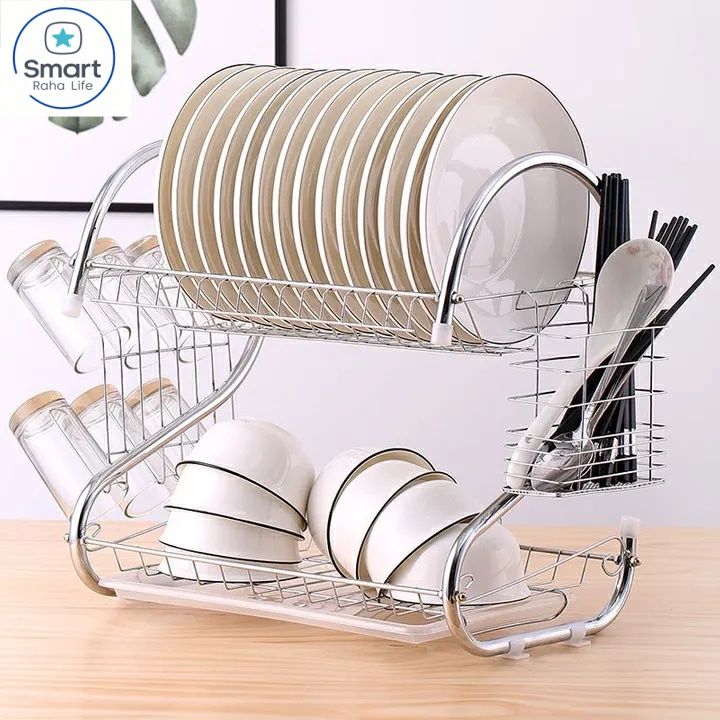 【Promotion 】Smartrahalife 16 18 20 Inch Multi-Layer Dish Drain Rack | Stainless Steel Utensil & Kitchen Tools Storage Organizer | Drying Rack for Sink Counter | Space Saving & Rust-Resistant