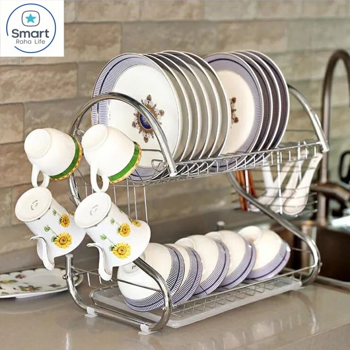 【Promotion 】Smartrahalife 16 18 20 Inch Multi-Layer Dish Drain Rack | Stainless Steel Utensil & Kitchen Tools Storage Organizer | Drying Rack for Sink Counter | Space Saving & Rust-Resistant