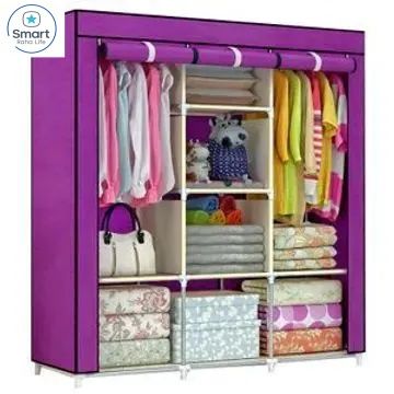 【Promotion】RahaLife 3 Columns Metallic Wardrobe Large Capacity Closet Organizer Assemble Storage Closet Portable Clothing Rack for Bedroom, Home, Dormitory Sturdy Steel Frame
