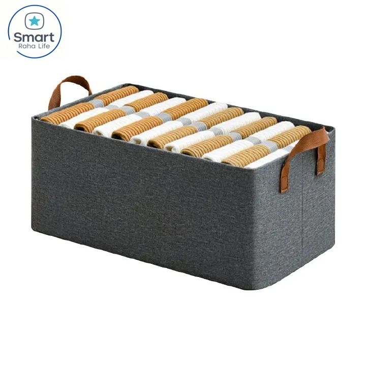 Smartrahalife Foldable Closet Organizer – Stackable Storage Baskets with Handles & Dustproof Lids, Steel Frame Shelf for Clothes & Toys, Space Saver Fabric Shelves, Easy Assemble Wardrobe Box