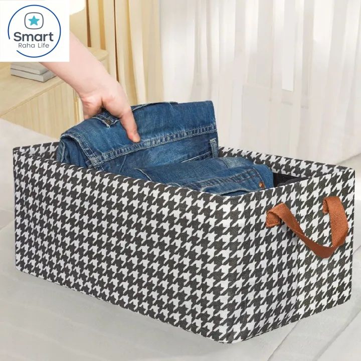 Smartrahalife Foldable Closet Organizer – Stackable Storage Baskets with Handles & Dustproof Lids, Steel Frame Shelf for Clothes & Toys, Space Saver Fabric Shelves, Easy Assemble Wardrobe Box