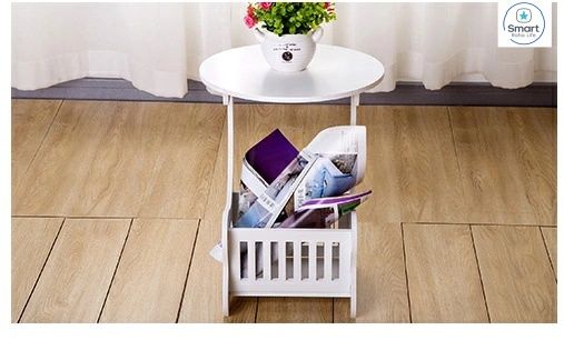 【Promotion】RahaLife Multifunctional Side Table with Storage Shelf Easy Assemble Night Stand, Coffee & End Table for Bedroom, Living Room White Stool Organizer for Small Spaces Modern Home Furniture