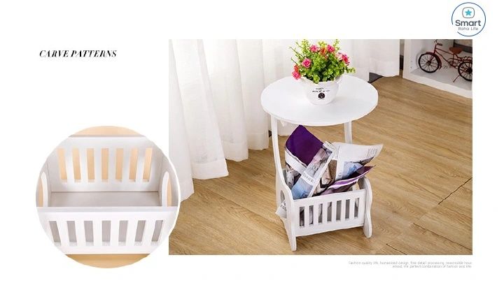 【Promotion】RahaLife Multifunctional Side Table with Storage Shelf Easy Assemble Night Stand, Coffee & End Table for Bedroom, Living Room White Stool Organizer for Small Spaces Modern Home Furniture