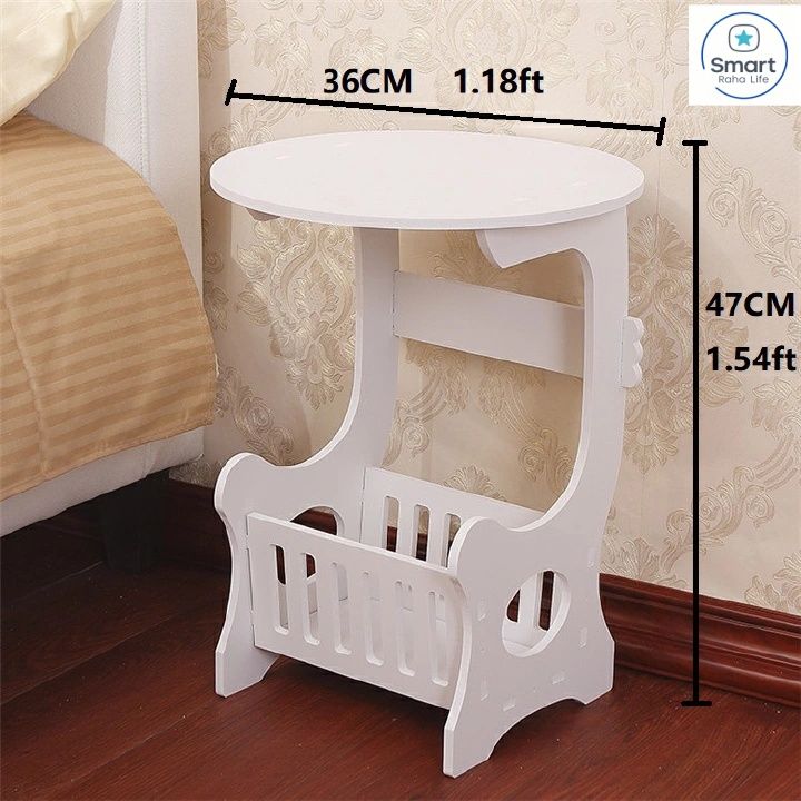 【Promotion】RahaLife Multifunctional Side Table with Storage Shelf Easy Assemble Night Stand, Coffee & End Table for Bedroom, Living Room White Stool Organizer for Small Spaces Modern Home Furniture