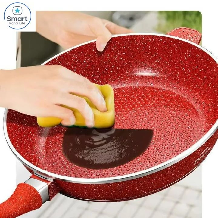 【Promotion 】RahaLife 12pcs Granite Non-Stick Sufuria Set Heavy Duty Aluminum Pots 20cm+24cm+28cm+32cm Pots +28cm Pan  5 Pots, 5 Lids, 2 Gloves Wheatstone Die-Coating Durable Kitchen Cookware