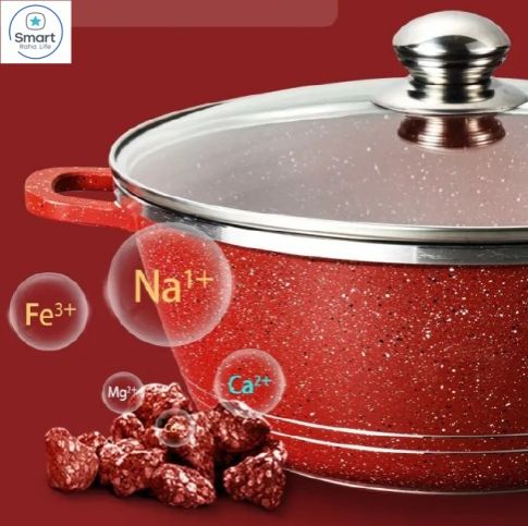 【Promotion 】RahaLife 12pcs Granite Non-Stick Sufuria Set Heavy Duty Aluminum Pots 20cm+24cm+28cm+32cm Pots +28cm Pan  5 Pots, 5 Lids, 2 Gloves Wheatstone Die-Coating Durable Kitchen Cookware