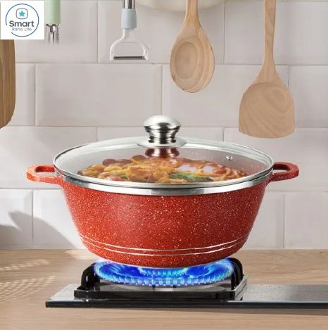 【Promotion 】RahaLife 12pcs Granite Non-Stick Sufuria Set Heavy Duty Aluminum Pots 20cm+24cm+28cm+32cm Pots +28cm Pan  5 Pots, 5 Lids, 2 Gloves Wheatstone Die-Coating Durable Kitchen Cookware