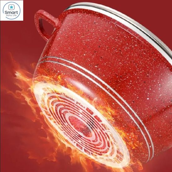 【Promotion 】RahaLife 12pcs Granite Non-Stick Sufuria Set Heavy Duty Aluminum Pots 20cm+24cm+28cm+32cm Pots +28cm Pan  5 Pots, 5 Lids, 2 Gloves Wheatstone Die-Coating Durable Kitchen Cookware