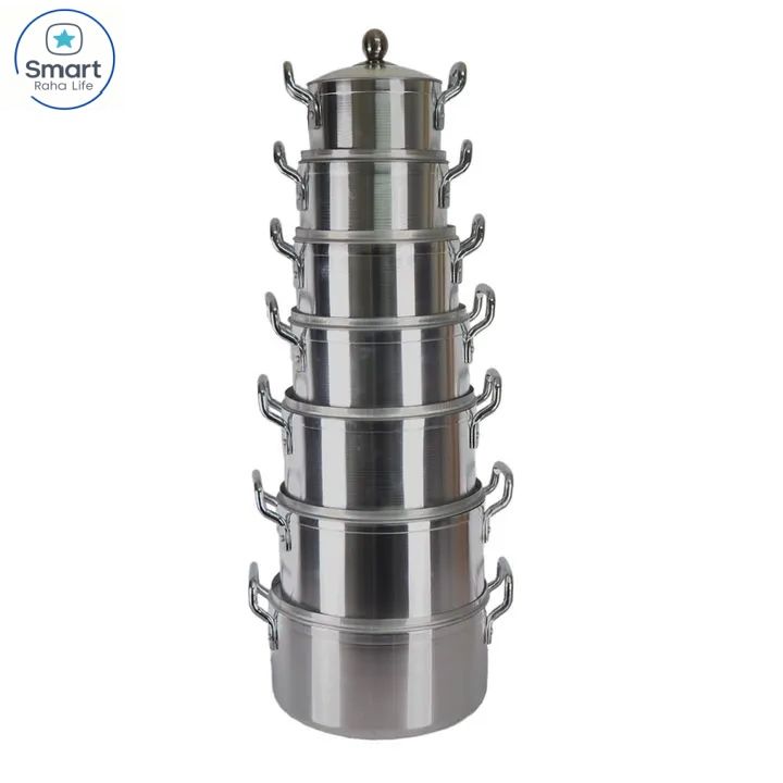 【Promotion】RahaLife 20PCS Aluminium Cookware Set Sufuria 7pcs pots+7pcs lids Cooking Pots (16cm/18cm/20cm/22cm/24cm/ 26cm/28cm) with 6pcs Accessories