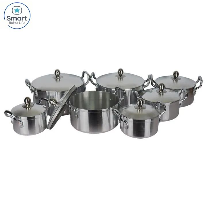 【Promotion】RahaLife 20PCS Aluminium Cookware Set Sufuria 7pcs pots+7pcs lids Cooking Pots (16cm/18cm/20cm/22cm/24cm/ 26cm/28cm) with 6pcs Accessories