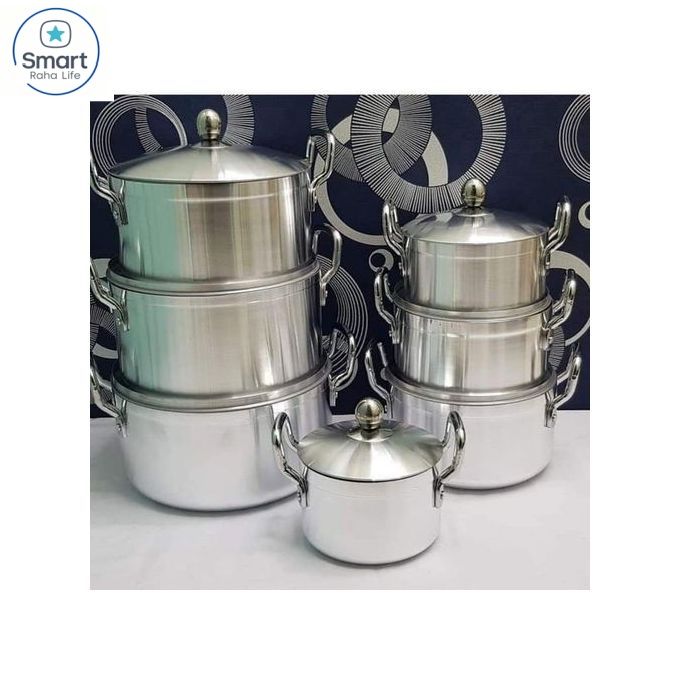 【Promotion】RahaLife 20PCS Aluminium Cookware Set Sufuria 7pcs pots+7pcs lids Cooking Pots (16cm/18cm/20cm/22cm/24cm/ 26cm/28cm) with 6pcs Accessories