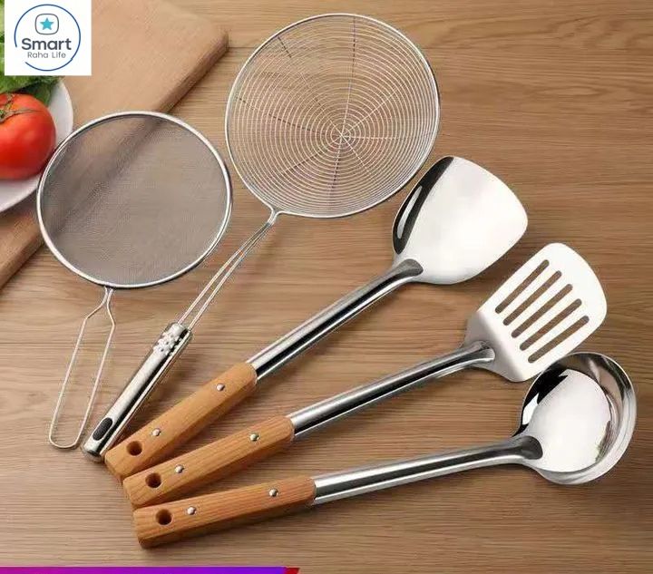 【Promotion】RahaLife 6PCS Kitchen Utensil Set Non-Stick & Heat Resistant Spatula, Spoon, Strainer & Filter Cooking Essential for Non-Scratch Use Easy Clean & Dishwasher Safe