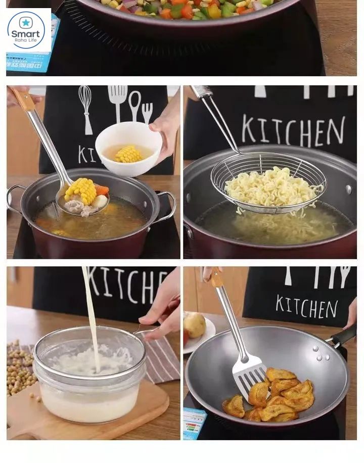 【Promotion】RahaLife 6PCS Kitchen Utensil Set Non-Stick & Heat Resistant Spatula, Spoon, Strainer & Filter Cooking Essential for Non-Scratch Use Easy Clean & Dishwasher Safe