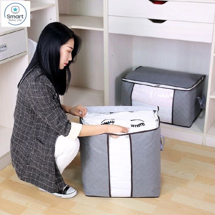 【Promotion】RahaLife Extra Large Storage Bags Moisture-Proof Non-Woven Fabric Perfect for Quilt, Duvet & Seasonal Clothes 50×50×35cm 70×50×30cm Keep Your Home Neat & Dry