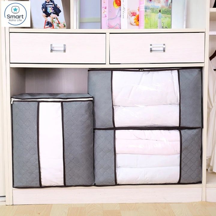 【Promotion】RahaLife Extra Large Storage Bags Moisture-Proof Non-Woven Fabric Perfect for Quilt, Duvet & Seasonal Clothes 50×50×35cm 70×50×30cm Keep Your Home Neat & Dry