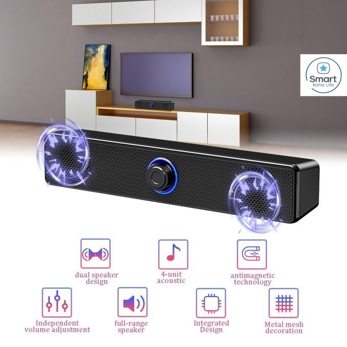 【Promotion】RahaLife Wireless Bluetooth Speaker Home Theater Sound System Soundbar for TV, PC Computer Speaker Subwoofer with 4D Surround Sound Portable Music Box