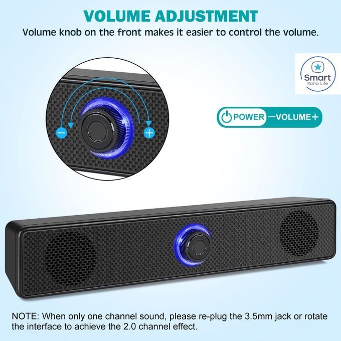 【Promotion】RahaLife Wireless Bluetooth Speaker Home Theater Sound System Soundbar for TV, PC Computer Speaker Subwoofer with 4D Surround Sound Portable Music Box