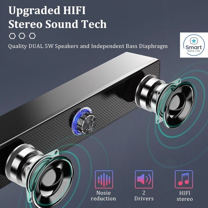 【Promotion】RahaLife Wireless Bluetooth Speaker Home Theater Sound System Soundbar for TV, PC Computer Speaker Subwoofer with 4D Surround Sound Portable Music Box