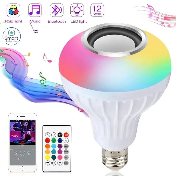 【Promotion】RahaLife Bluetooth Speaker Bulb Smart Light APP Control Wireless Music Player Color Changing LED Lamp with Subwoofer Bass Home Audio System