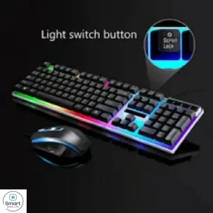 【Promotion】RahaLife Russian Keyboard and Mouse Combo Backlit Gaming Keyboard Wired USB Keyboard for PC/Laptop 7 Color RGB LED Light for Gamers, Typing Office Home Computer Use