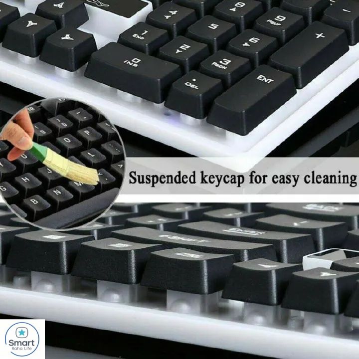 【Promotion】RahaLife Russian Keyboard and Mouse Combo Backlit Gaming Keyboard Wired USB Keyboard for PC/Laptop 7 Color RGB LED Light for Gamers, Typing Office Home Computer Use