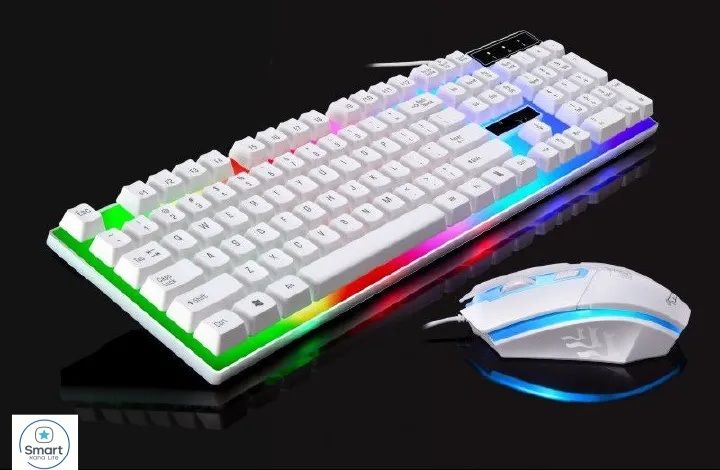 【Promotion】RahaLife Russian Keyboard and Mouse Combo Backlit Gaming Keyboard Wired USB Keyboard for PC/Laptop 7 Color RGB LED Light for Gamers, Typing Office Home Computer Use