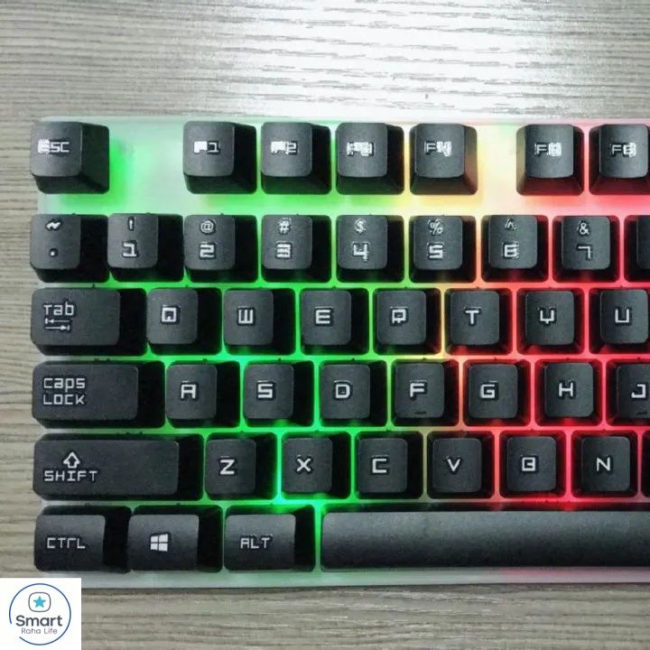 【Promotion】RahaLife Russian Keyboard and Mouse Combo Backlit Gaming Keyboard Wired USB Keyboard for PC/Laptop 7 Color RGB LED Light for Gamers, Typing Office Home Computer Use