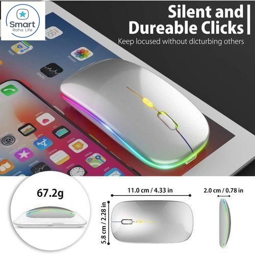 【Promotion】RahaLife Wireless Mouse, RGB Gaming Mouse, 2.4G Optical Mouse, Ergonomic Computer Mouse, Rechargeable Mouse for Laptop/PC/Chromebook, 6 Buttons, 1600DPI, Long Battery Life Mouse