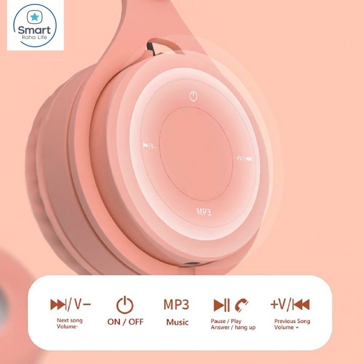 【Promotion】RahaLife Y08 Macaron Color Bluetooth Headphones Wireless Foldable Headset with Microphone Stereo Bass for Gaming & Sport Comfortable Headband for Mobile Tablet Perfect Gift Long Battery