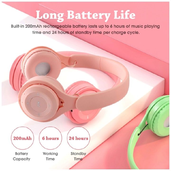 【Promotion】RahaLife Y08 Macaron Color Bluetooth Headphones Wireless Foldable Headset with Microphone Stereo Bass for Gaming & Sport Comfortable Headband for Mobile Tablet Perfect Gift Long Battery