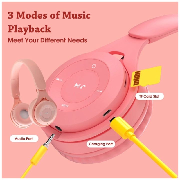 【Promotion】RahaLife Y08 Macaron Color Bluetooth Headphones Wireless Foldable Headset with Microphone Stereo Bass for Gaming & Sport Comfortable Headband for Mobile Tablet Perfect Gift Long Battery