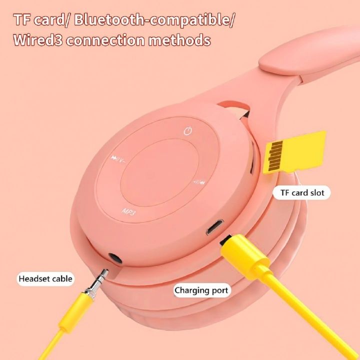 【Promotion】RahaLife Y08 Macaron Color Bluetooth Headphones Wireless Foldable Headset with Microphone Stereo Bass for Gaming & Sport Comfortable Headband for Mobile Tablet Perfect Gift Long Battery