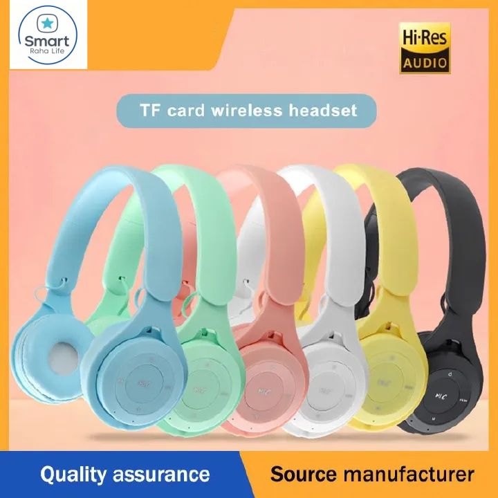 【Promotion】RahaLife Y08 Macaron Color Bluetooth Headphones Wireless Foldable Headset with Microphone Stereo Bass for Gaming & Sport Comfortable Headband for Mobile Tablet Perfect Gift Long Battery