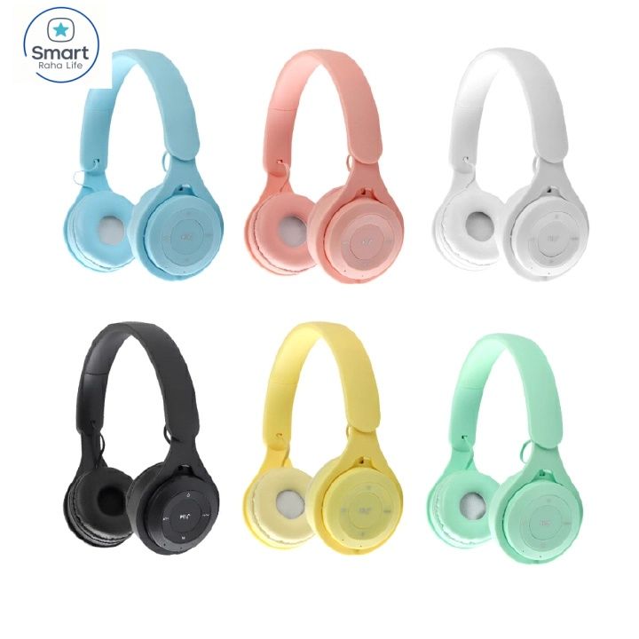 【Promotion】RahaLife Y08 Macaron Color Bluetooth Headphones Wireless Foldable Headset with Microphone Stereo Bass for Gaming & Sport Comfortable Headband for Mobile Tablet Perfect Gift Long Battery