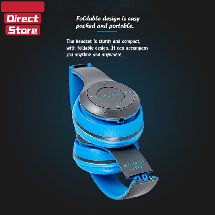【Promotion】Smartrahalife P47 Wireless Bluetooth Headphone Stereo Bass Sound Foldable Sports Headset with TF Card Slot Hands-free Mic for iOS Android Phone Long Battery Life