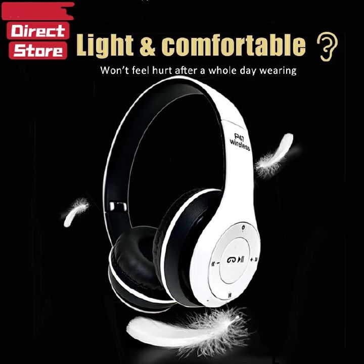 【Promotion】Smartrahalife P47 Wireless Bluetooth Headphone Stereo Bass Sound Foldable Sports Headset with TF Card Slot Hands-free Mic for iOS Android Phone Long Battery Life