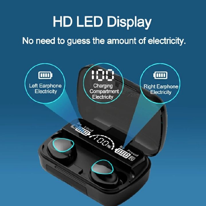 【Promotion】Smartrahalife M10 Earphone Wireless Bluetooth 5.0 Earbuds 9D Stereo Bass Sound, Clear Call Mic LED Power Display IPX6 Waterproof Sport Earphones for Running Gym Workout 24H Playtime