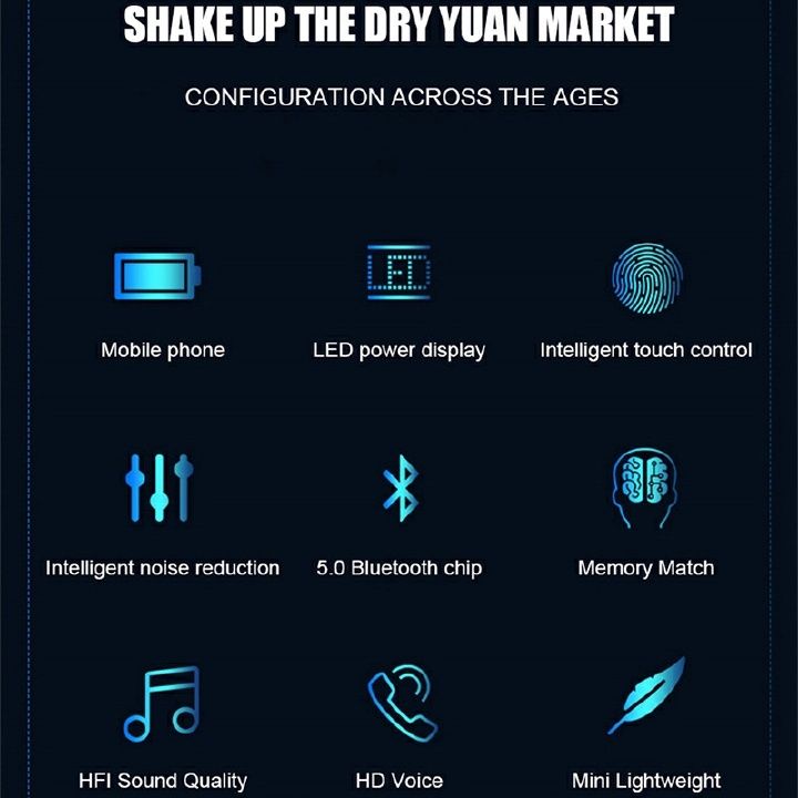 【Promotion】RahaLife F9 Earphone Wireless Bluetooth Mini True Earbuds 5.0 Stereo Sound LED Digital Battery Display Sweatproof Sport Earphones for Running Gym Long Battery Life for iPhone Android