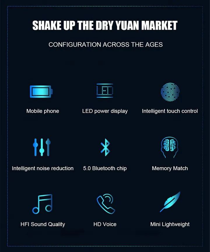 【Promotion】RahaLife F9 Earphone Wireless Bluetooth Mini True Earbuds 5.0 Stereo Sound LED Digital Battery Display Sweatproof Sport Earphones for Running Gym Long Battery Life for iPhone Android