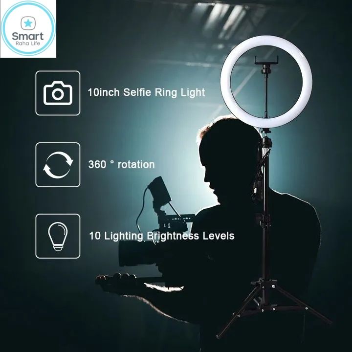 2.1M Tripod Stand with 10 Inch LED Ring Light for Selfie makeups studio Supplimentary Light WITH 2.1M TRIPOD Stand for  Selfie,  Makeup, YouTube, TikTok Live Streaming Studio Quality Video