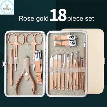 【Promotion】Smartrahalife 12PCS Professional Manicure Kit Stainless Steel Nail Clippers Set with Ear Spoon&Cuticle Pliers Precision Nail Scissors for Home Salon&Beauty Care Portable All-in-One Grooming